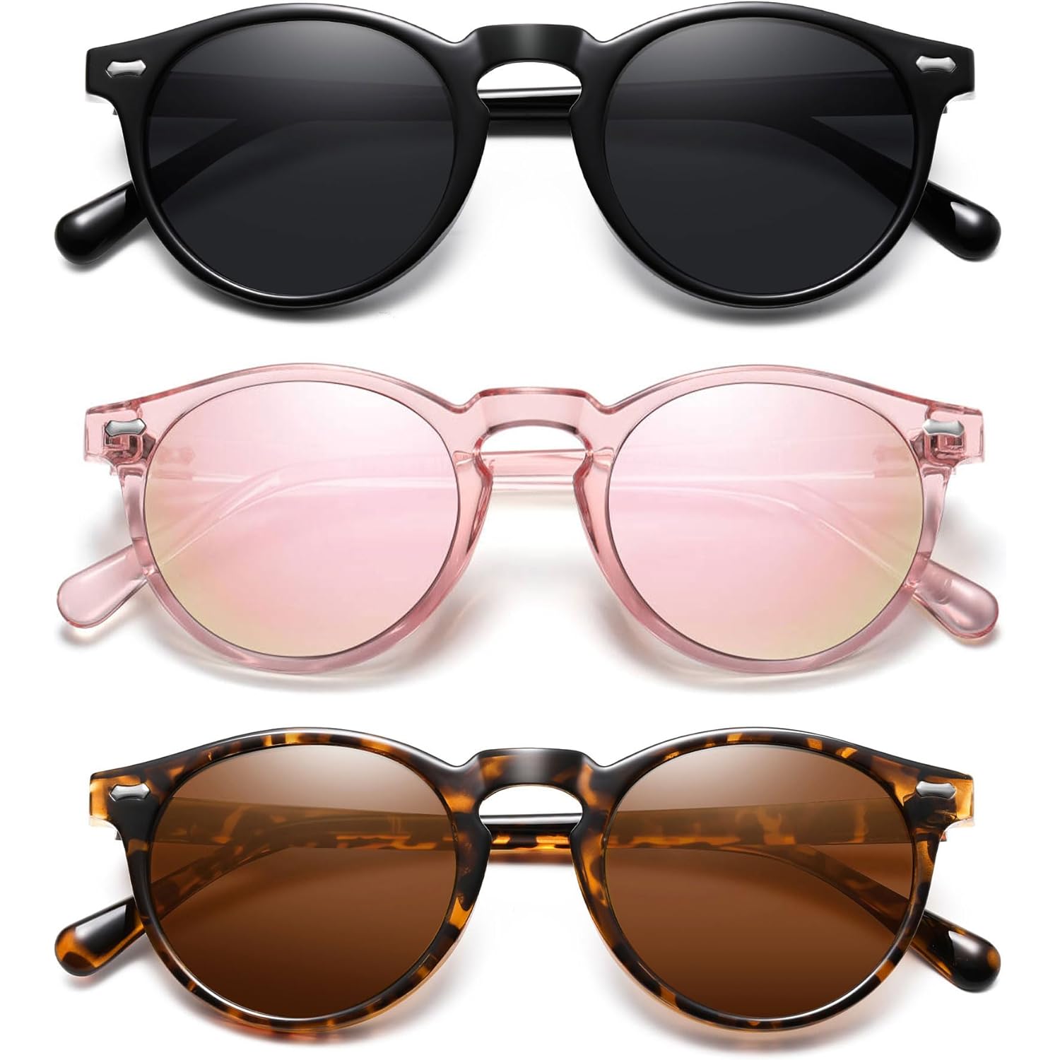 Retro Small Round Polarized Sunglasses for Women Vintage Style Circle Sun Glasses UV Protection