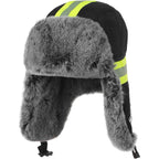 Clobeau Mens Women Winter Russian Ushanka Thermal Trapper Hat Ski Cycling Hunting Cap Earflap Safety Reflective Snow Hat