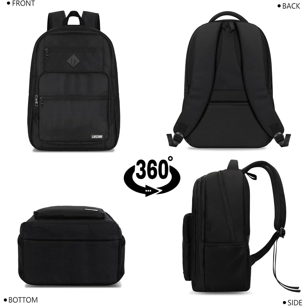 Black Backpack For Men, School Backpack For Boy Teens | 15.6 Inch Laptop Back Pack With Reinforced Straps
