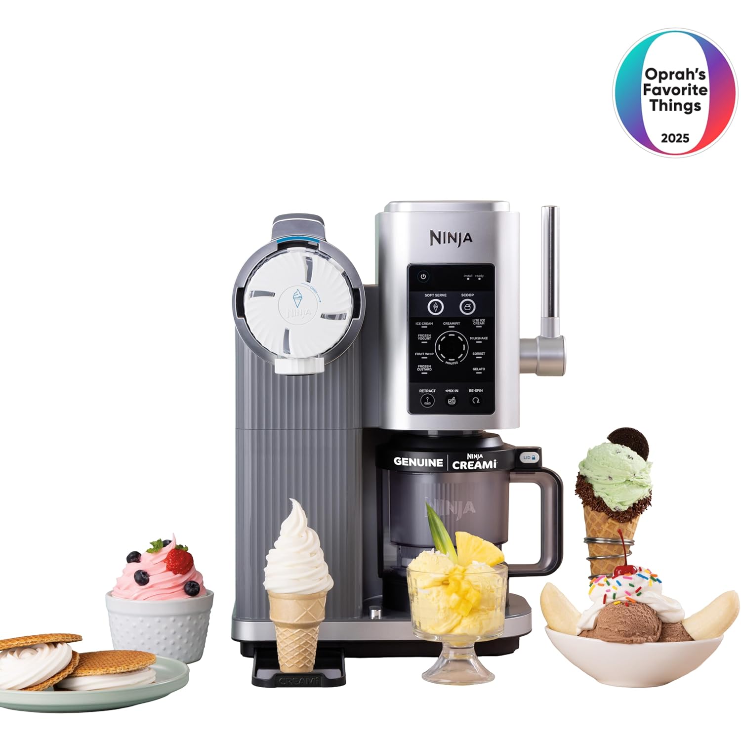 Ninja CREAMi Scoop & Swirl Ice Cream Maker, Soft Serve Desserts, Sorbet, Milkshakes, Frozen Yogurt and More, 13-in-1 Programs, Includes Handle and Two 16 oz 2-in-1 Pints, NC701