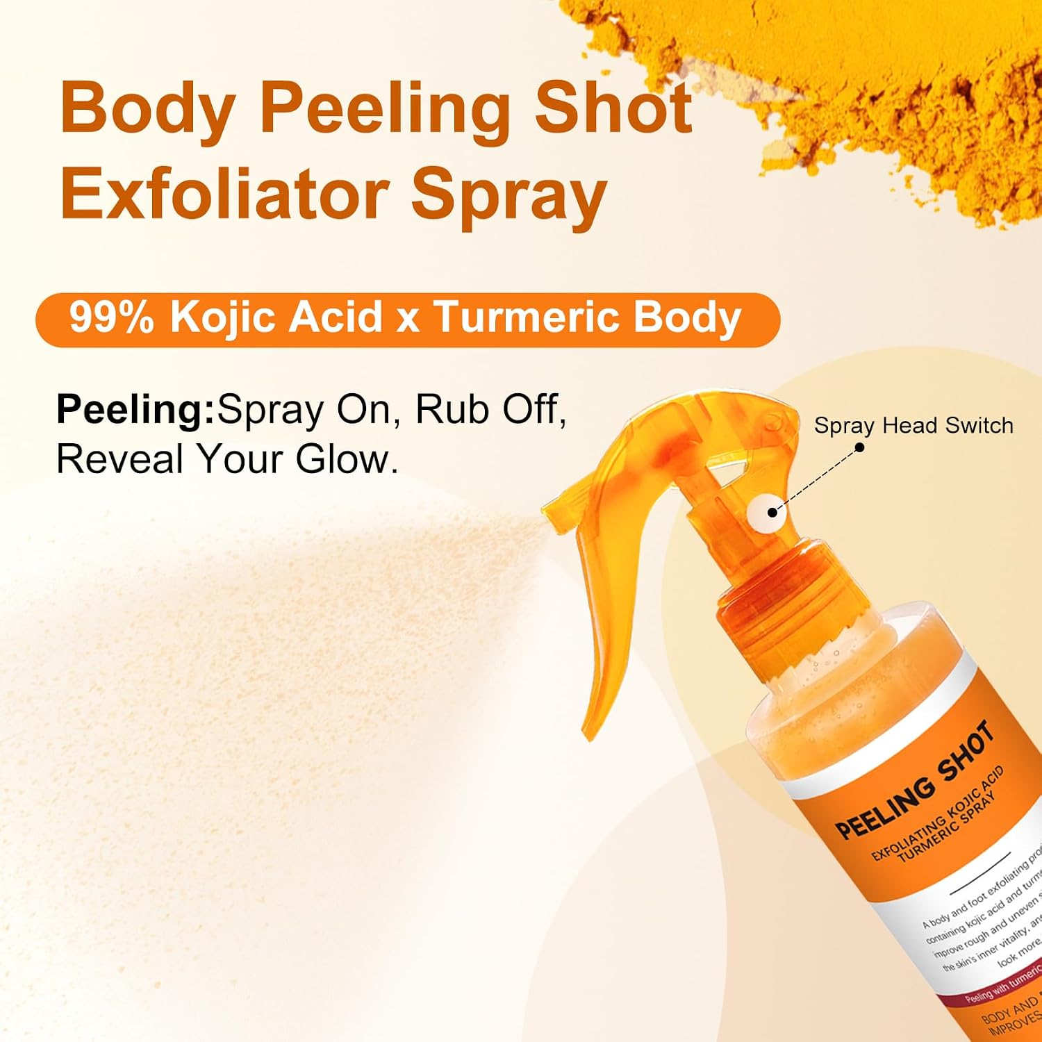 Body Keratin Care Kojic Acid Turmeric Spray: Gentle Body Peel Mist To Help Remove Dead Skin And Improve Rough Texture, Suitable For All Skin Types (2 Pack) -S, 200Ml - A