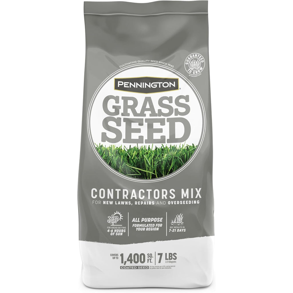 Pennington Contractors Central Grass Seed Mix, Rapid Grass Seeds For Lawn, 7 Lb