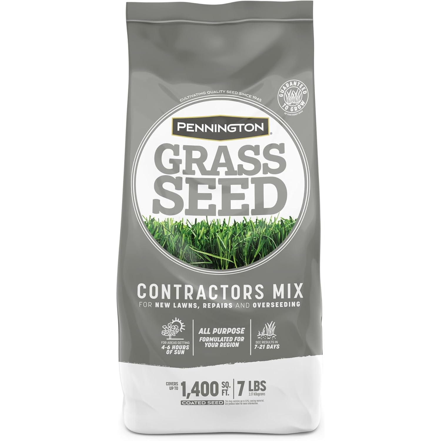 Pennington Contractors Central Grass Seed Mix, Rapid Grass Seeds For Lawn, 7 Lb