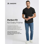 Jmierr Men'S Muscle Slim Henley Shirts Crewneck Longline T-Shirt Gym Workout Athletic Shirt Tees With Button