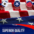 American Flag Made In Usa | American Flags For Outside 3X5 | Premium Us Flag 3X5 Heavy Duty Outdoor With Embroidered Stars And Sewn Stripes.
