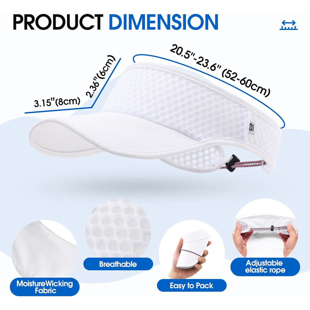AUSFLUG Sun Visor Hat Men Women - Wide Brim Quick Dry Adjustable Cap, Lightweight for Golf Tennis Pickleball Beach