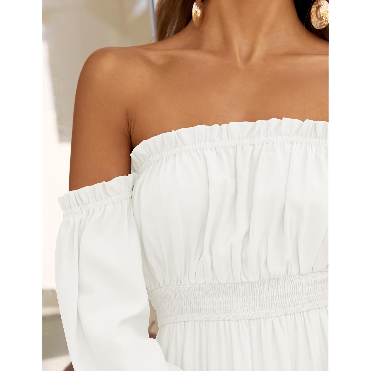 Zesica Women'S Boho Off Shoulder Wedding Guest Dress 2026 Spring Summer Side Split Flowy A Line Long Maxi Dresses