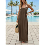 Shenhe Women'S Open Back Spaghetti Strap Beach Maxi Dress Loose Flowy Vacation Sundress