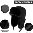 Trapper Hat Warm Windproof Winter Trooper Hats with Earflaps Faux Fur Hunting Hat for Women Men
