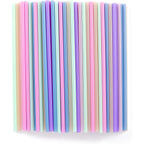 [100 Pcs] Colorful Disposable Plastic Drinking Straws - 8.26" Long & 0.24" Diameter Cute Straws For Juice,Coffee,Milk,Cocktail, Ideal For Bachelorette Party, Birthday Party, Bridal Shower, Baby Shower