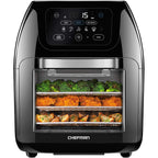 CHEFMAN Multifunctional Digital Air Fryer+ Rotisserie, Dehydrator, Convection Oven, 17 Touch Screen Presets Fry, Roast, Dehydrate, Bake, XL 10L Family Size, Auto Shutoff, Large Easy-View Window, Black