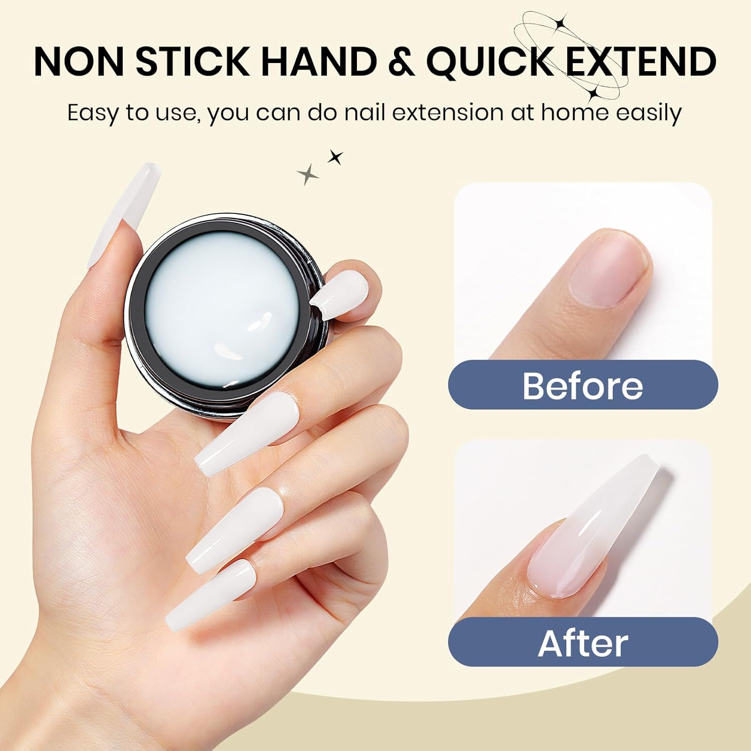 Solid Sculpture Builder Gel, 3D Nail Gel Milky White Non-Stick Hand Nail Extension Gel for Carving Patterns Decoration Nail Art Emboss Hard Gel for Nails Mnicure DIY at Home 14g(0.49 oz)