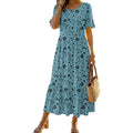 Womens Summer Dresses 2026 Casual Midi Dress Flowy Sundress Ruffle Short Sleeve Tiered Dresses A Line Boho Dress
