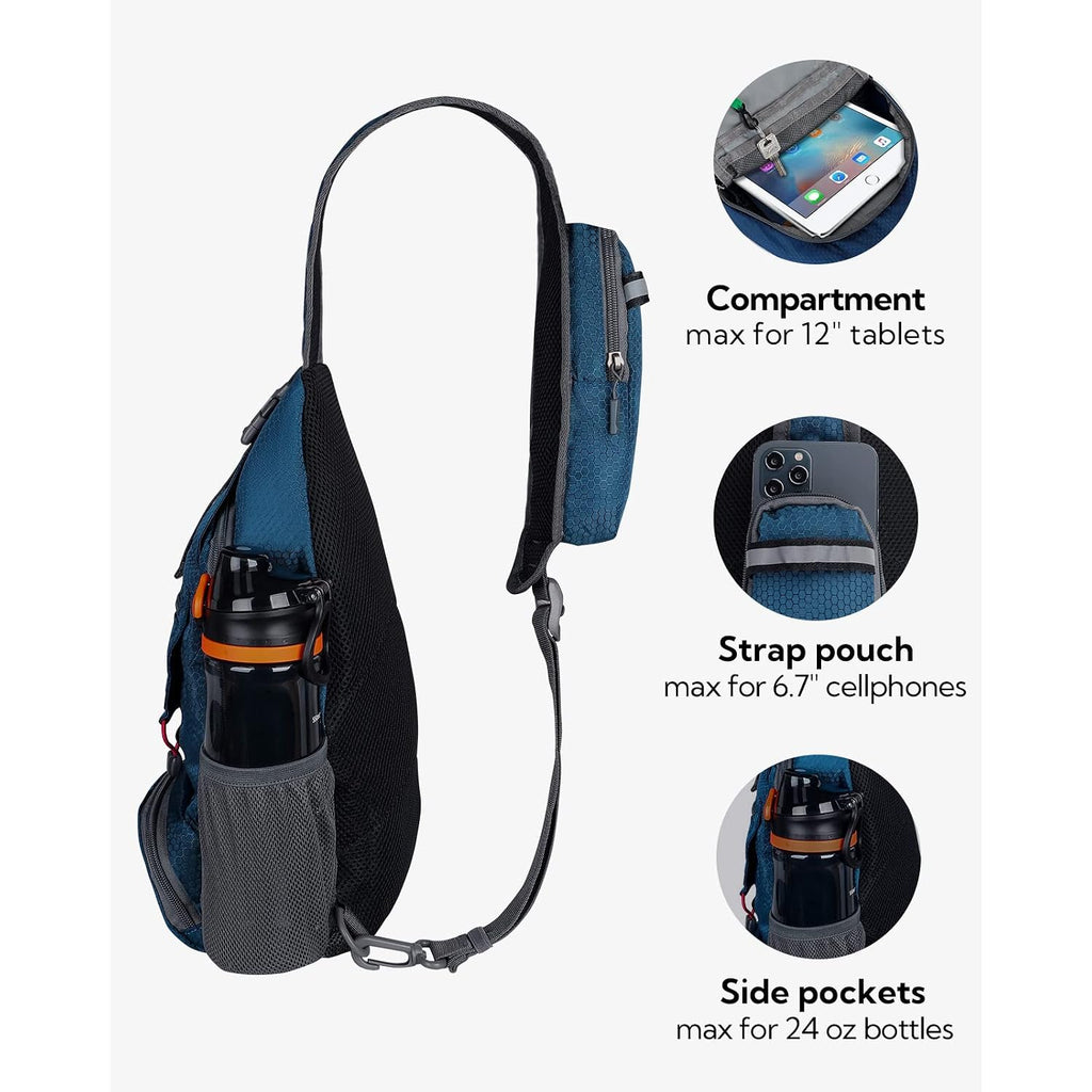 Waterfly Packable Sling Backpack Lightweight Crossbody Bag Travel Daypack | Foldable Design, Phone Pocket, Water-Resistant, Adjustable Strap, Breathable Back Pad, Small Hiking Bag, Travel Essentials
