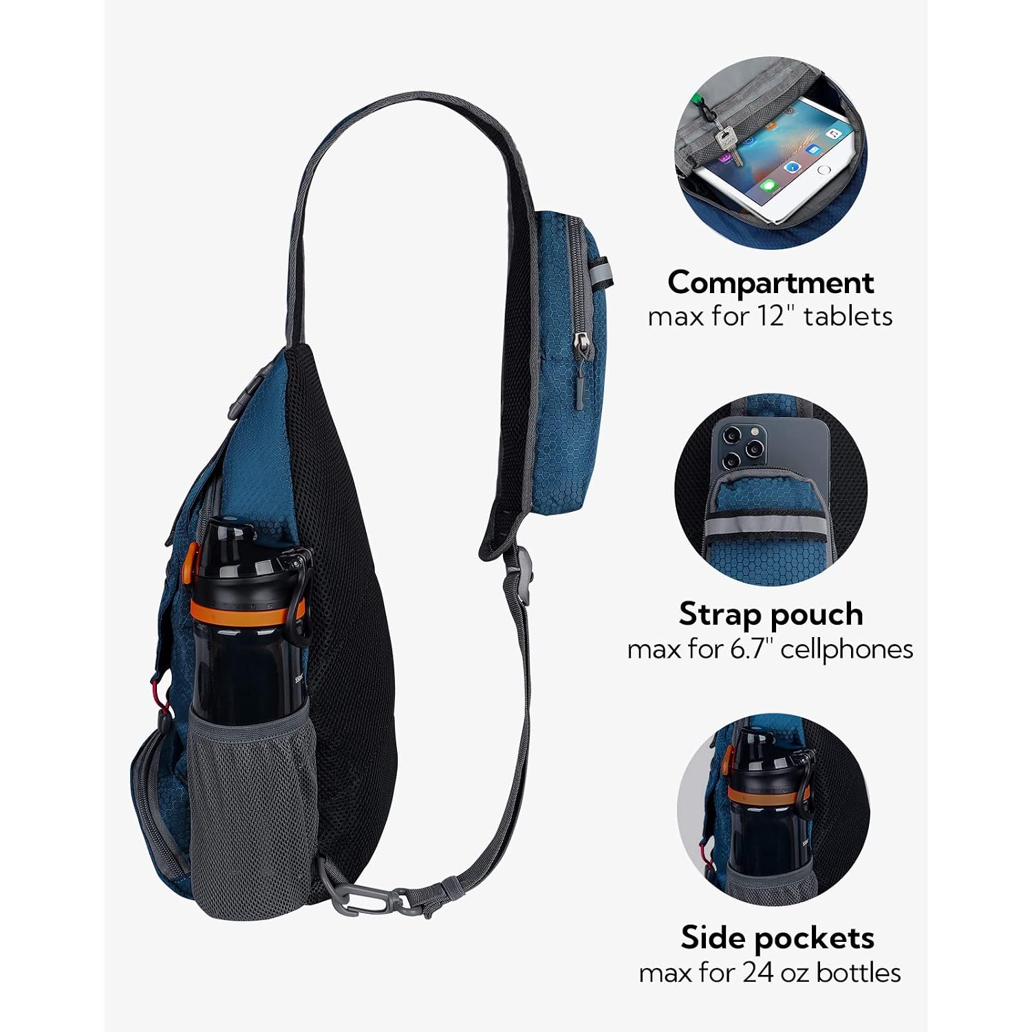 Waterfly Packable Sling Backpack Lightweight Crossbody Bag Travel Daypack | Foldable Design, Phone Pocket, Water-Resistant, Adjustable Strap, Breathable Back Pad, Small Hiking Bag, Travel Essentials