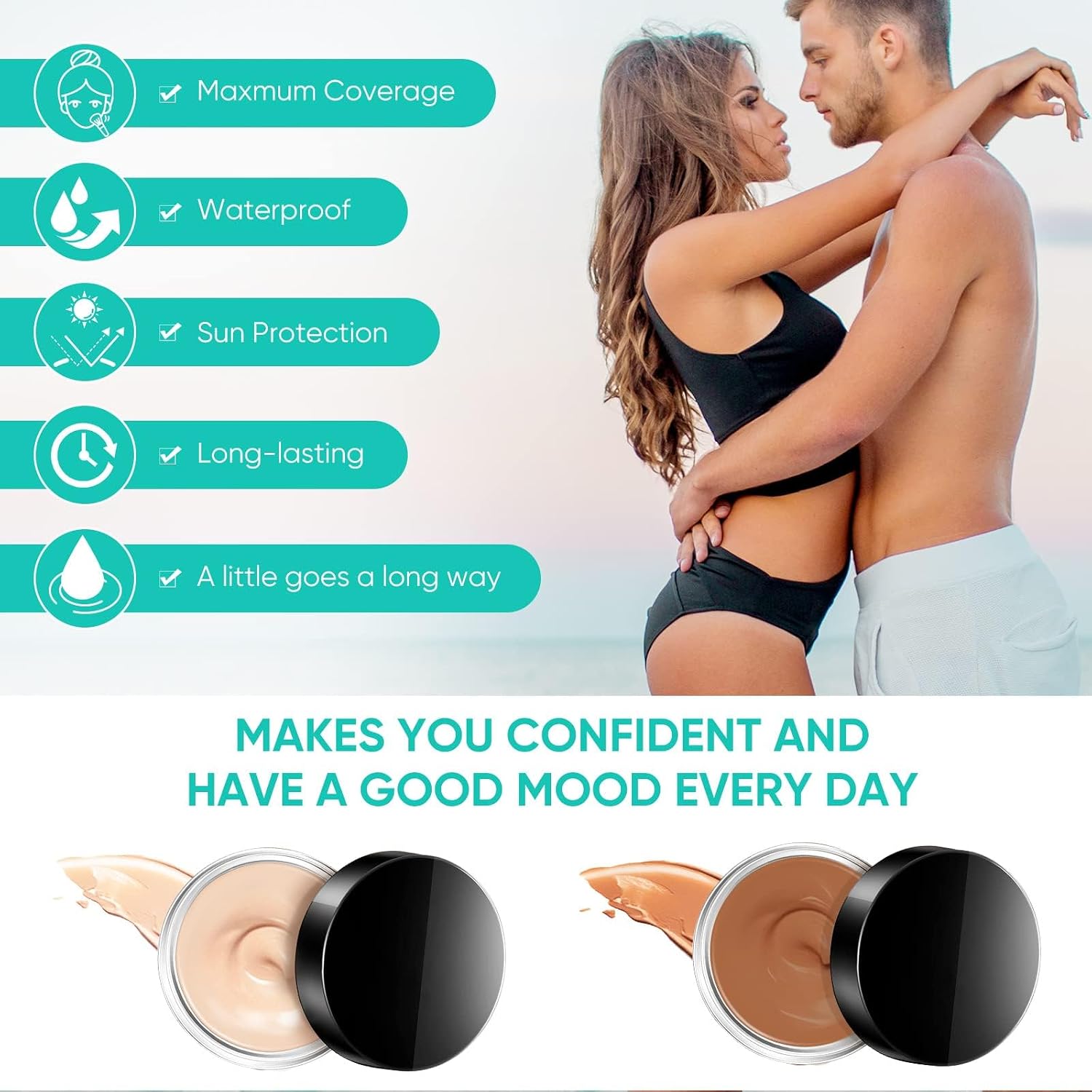 Tattoo Cover Up Makeup Waterproof, 2 Colors Professional Body Concealer Set, Long Lasting And Invisible Body Makeup Suitable For Vitiligo, Dark Spots, Scars