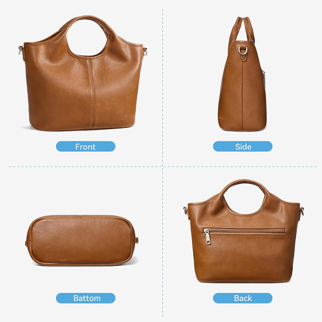 Bostanten Vegan Leather Purses For Women Soft Top Handle Satchel Crossbody Zipper Handbag With Detachable Shoulder Strap