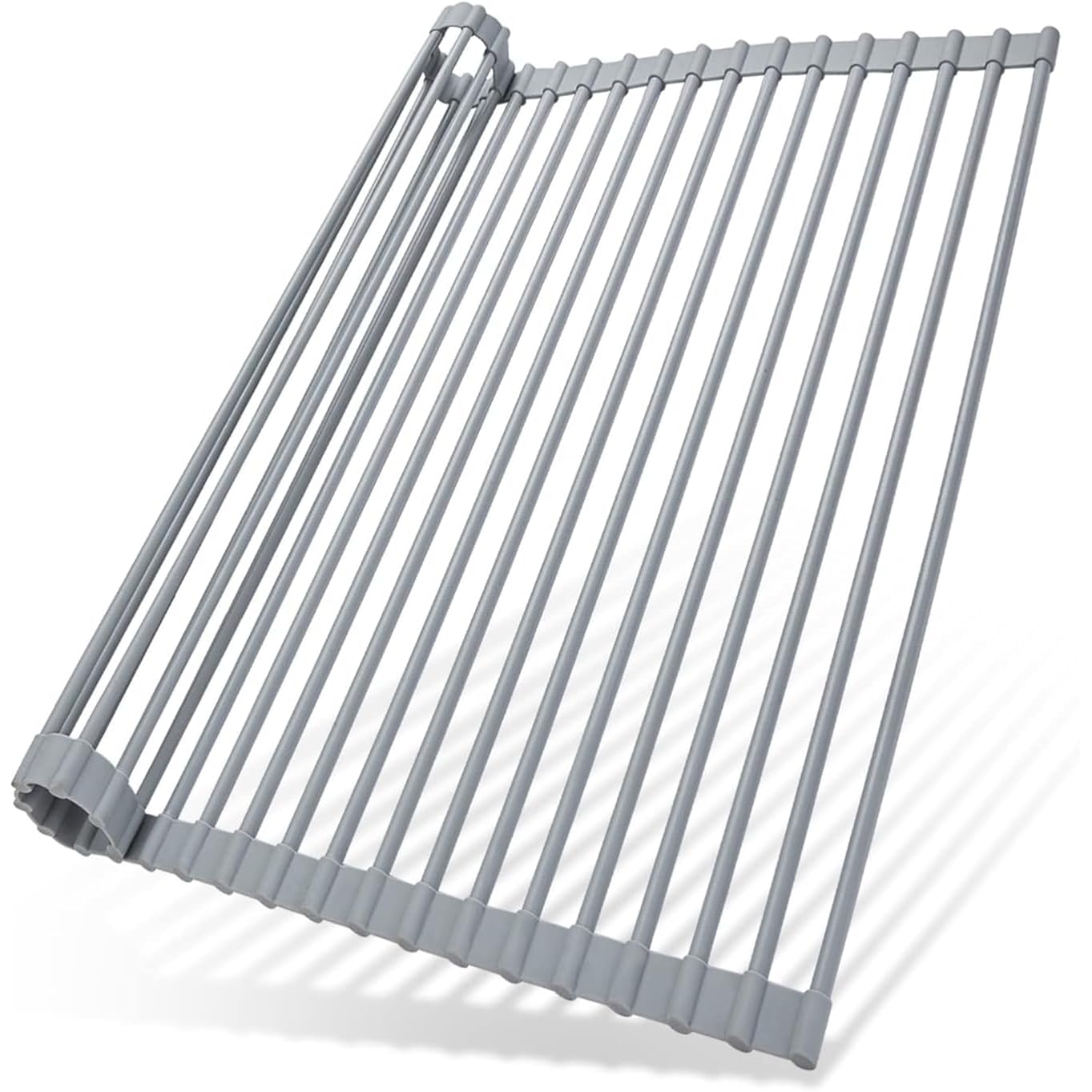 Ohuhu Over Sink Dish Drying Rack Silicone Wrapped 17.6" W X 15.4" L Large Over The Sink Roll Up Dish Drainer - Foldable Sink Drying Rack Rolling Drain Mats Anti-Slip Multipurpose For Kitchen Counter