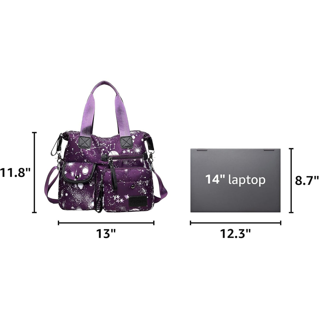 Tote Bag For Women,Multi Pockets Shoulder Handbag,Nurse Bag For Work,Large Cross Body Purse,Fashion Nylon Top Handle Satchel