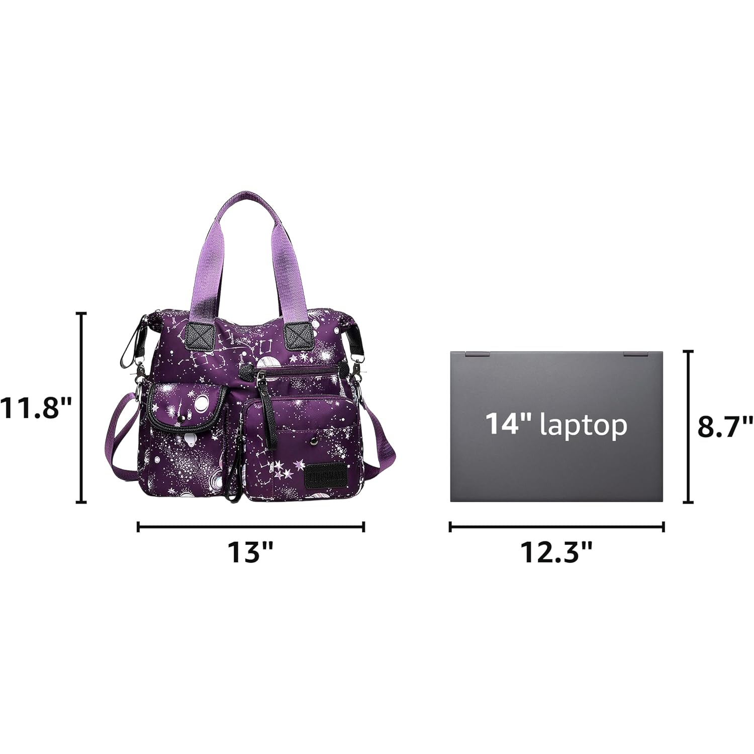 Tote Bag For Women,Multi Pockets Shoulder Handbag,Nurse Bag For Work,Large Cross Body Purse,Fashion Nylon Top Handle Satchel
