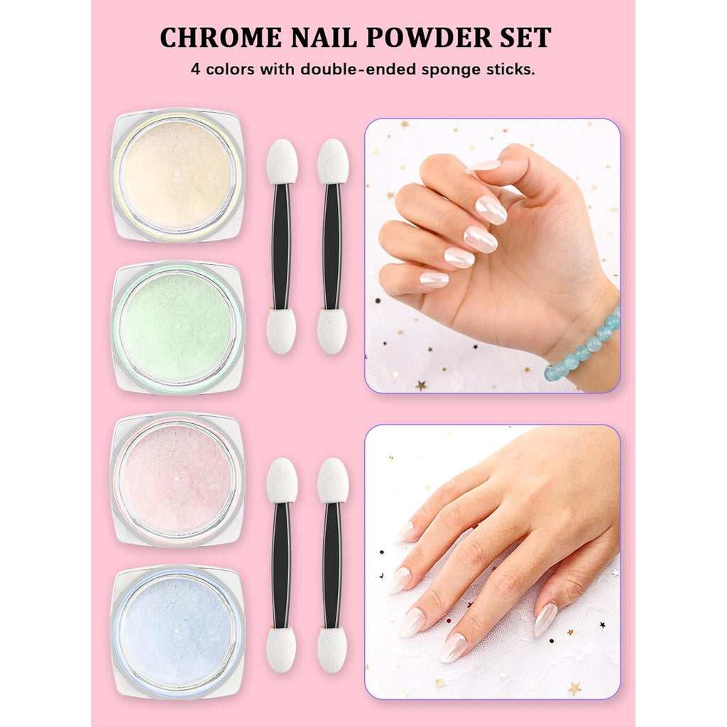 YOOVR Nail Art Kit, Nail Art Tools, Nail Design Tools, Nail Art Brushes Decoration Kit, Nail Dotting Tool, Nail Kit for Beginners, Chrome Nail Powder, Nail Stickers, Nail Rhinestones, Nail Charms Gems