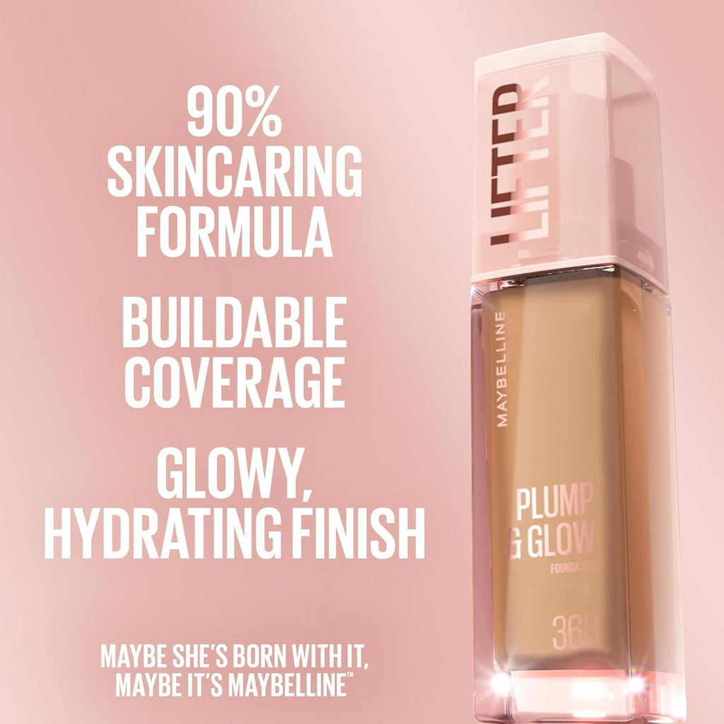 Maybelline Lifter Plump & Glow Foundation, Liquid Foundation With 2% Niacinamide + Hyaluronic Acid, Plumping And Brightening Face Makeup, 210, 1 Count