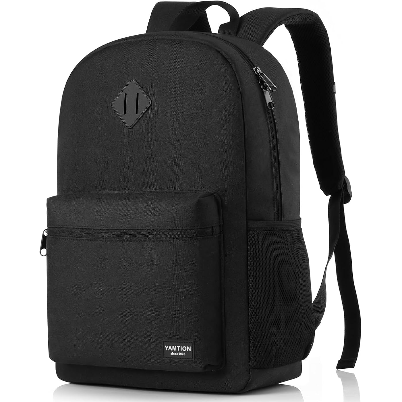 Yamtion Black Backpack For Women Men,Casual School Backpack Teen Boys And Girls 15.6 Inch Laptop Bookbag With Usb Charger For College High School Travel Business