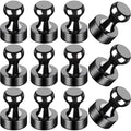 Lovimag Fridge Magnets 12Pcs, Magnet For Refrigerator Whiteboard, Black | Small Strong Neodymium Metal Cute Push Pin For Classroom, Kitchen, Accessories Decorative, Office, Calendar