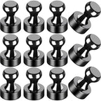 Lovimag Fridge Magnets 12Pcs, Magnet For Refrigerator Whiteboard, Black | Small Strong Neodymium Metal Cute Push Pin For Classroom, Kitchen, Accessories Decorative, Office, Calendar