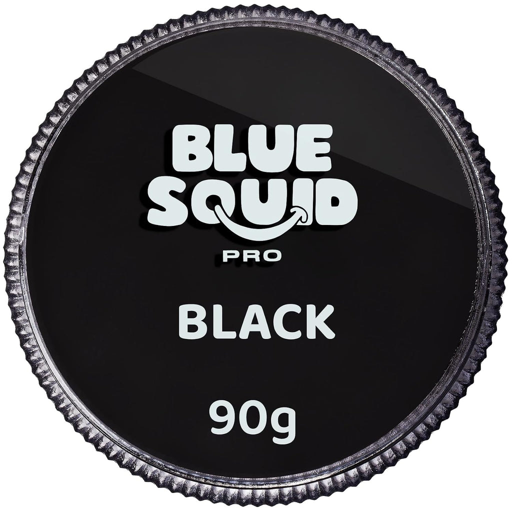 Blue Squid Pro Face Paint - Professional Water Based Single Cake Facepaint & Body Paints - Sfx Makeup, Kids Adults Face Painting For Costume, Halloween, Cosplay - Classic Black 90G / 3Oz