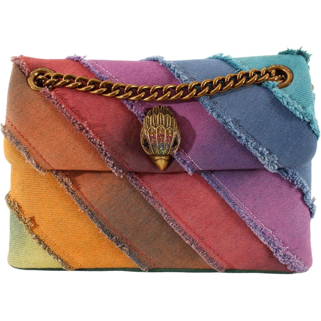 Kurt Geiger London Mini Kensington Frayed Rainbow Denim Crossbody Bag