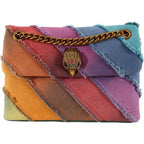 Kurt Geiger London Mini Kensington Frayed Rainbow Denim Crossbody Bag