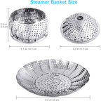 Veggie Vegetable Steamer Basket, Folding Steaming Basket, Metal Collapsible Stainless Steel Steamer Basket Insert, for Cooking Food, Expandable Fit Various Size Pot(5.3" to 8.6") YLYL