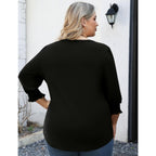 LOMON Womens Plus Size Tops 3/4 Sleeve Blouses Shirts Casual V Neck Loose Tunic Tops 1X-5X