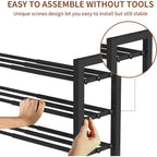 Upgraded 3-Tier Expandable Shoe Rack, Adjustable Shoe Shelf Storage Organizer Heavy Duty Metal Free Standing Shoe Rack For Entryway Closet Doorway (Black)