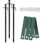 Heavy Duty Steel Tree Stake Kits,Tree Staking And Supports Kits For Young Trees Against Bad Weather, Include 3 Pcs Tree Straps For Staking, 3 Pcs 11.8 Inch Tree Stakes And 31.2 Feet Rope For Anchoring