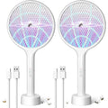 2Pack Electric Fly Swatter,4000V Bug Zapper Racket With 1500Mah Battery Rechargeable,2 In 1 Fly Zapper & Purple Mosquito Killer Lamp With 3 Layers Of Safety Net Suitable For Indoor And Outdoor