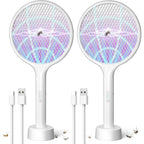 2Pack Electric Fly Swatter,4000V Bug Zapper Racket With 1500Mah Battery Rechargeable,2 In 1 Fly Zapper & Purple Mosquito Killer Lamp With 3 Layers Of Safety Net Suitable For Indoor And Outdoor