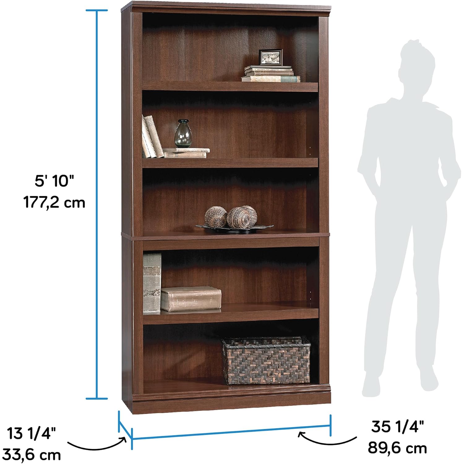 Sauder Miscellaneous Storage 5-Shelf Bookcase/ Book Shelf, Select Cherry Finish