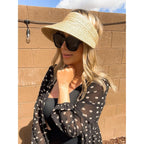 FURTALK Sun Visor Hats for Women Wide Brim Straw Visors Womens Foldable Beach Visors Summer Packable Ponytail Beach Hat