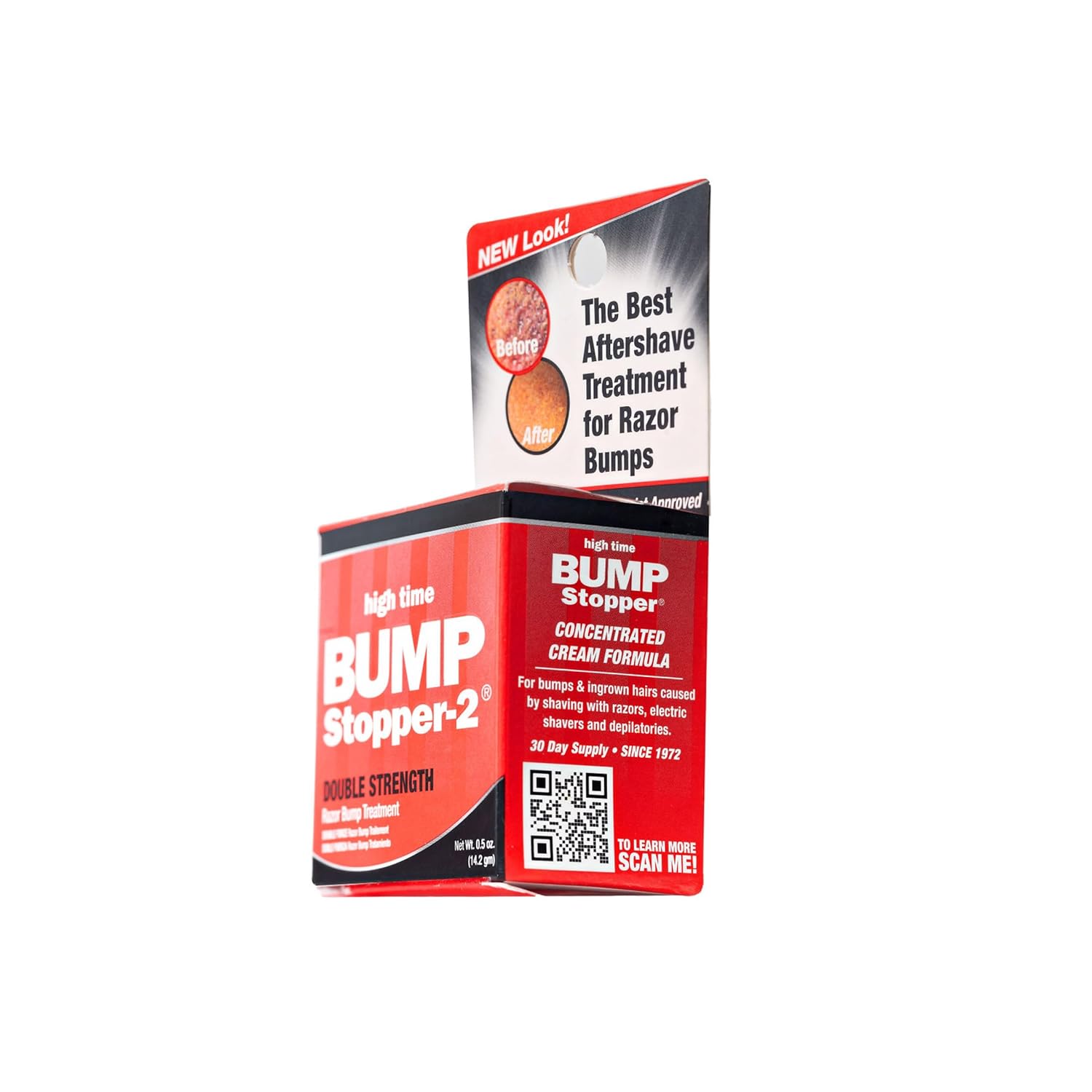 High Time Bump Stopper 2 Double Strength Ingrown Hair Cream for Face and Body | Aftershave Lotion for Men and Women | Razor Bump Balm | 0.5 OZ (2 Pack)