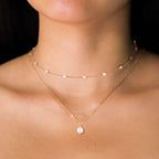 Gold Pearl Necklace for Women, 14K Gold Plated Layered Pearl Necklaces for Women Trendy Simple Herringbone Chain Pearl Necklace for Women Gold Jewelry Gifts