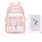 Abshoo Large Clear Backpack For Girls Women School Bookbag Heavy Duty Transparent Backpack (Pink)