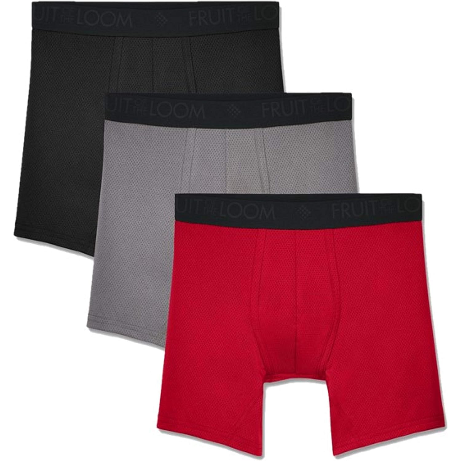 Fruit Of The Loom Men'S Men'S Breathable Boxer Briefs, Moisture Wicking Underwear, Assorted Color Multipacks