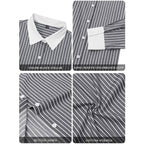 Striped Button Down Shirts for Women Cotton Dress Shirt Long Sleeve Collared Blouse Tops Business Office Attire