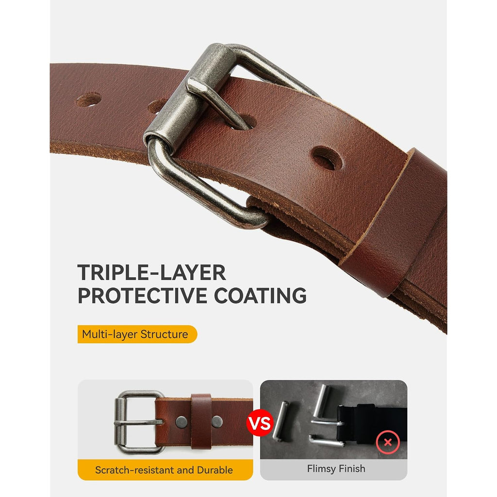 Chaoren Work Belts For Men, Leather Belt Heavy Duty For Daily Wear | Genuine Leather, Solid Buckle, Casual Wear, Everyday Dress, Gift Box