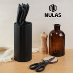 Knife Set, 8-Piece Kitchen Knife Set With Universal Block - Anti-Rust Chef Knives, Ergonomic Design, Dishwasher Safe (Black)