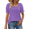 Wiholl Tops For Women Summer Casual Ruffle Trim Sleeve Square Neck T Shirts