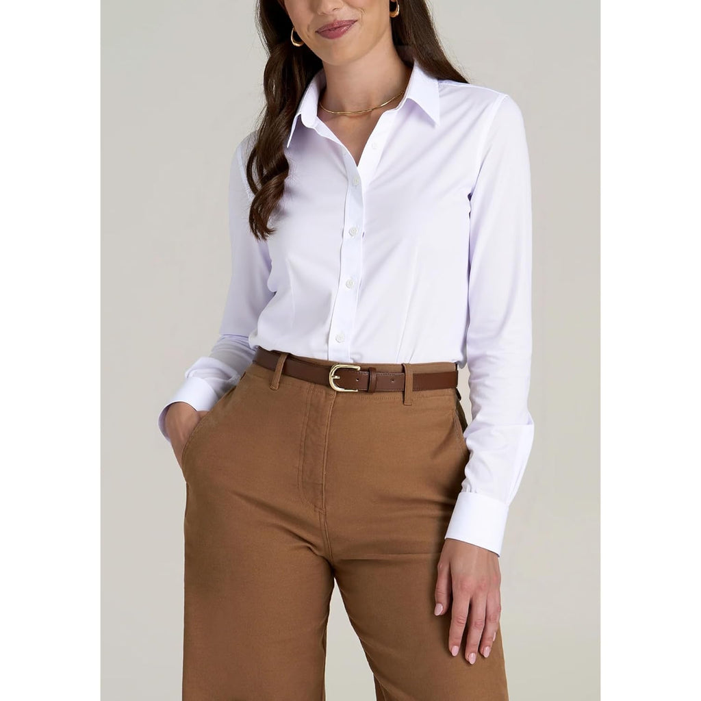 Button Down Shirts for Women Dress Shirts Long Sleeve Stretch Wrinkle Free Work Solid Casual Office Blouses Top