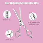 Hair Cutting Scissors Kit For Kids, Fcysy 6 In Children Safety Round Tip Haircut Trimming Scissors Thinning Shears Set, Barber Supplies For Toddlers, Boys & Girls Home Use Grooming Kit